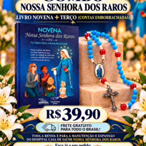 COMBO NOSSA SENHORA DOS RAROS – LIVRO NOVENA + TERÇO (CONTAS EMBORRACHADAS)