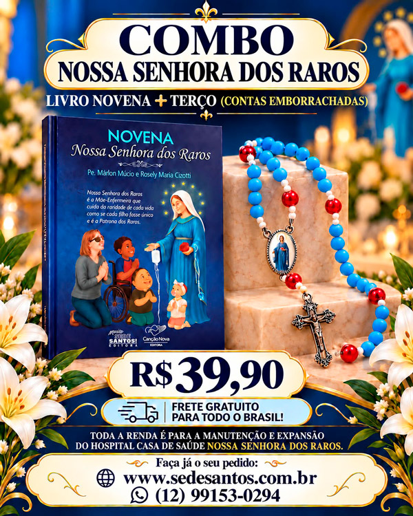COMBO NOSSA SENHORA DOS RAROS – LIVRO NOVENA + TERÇO (CONTAS EMBORRACHADAS)