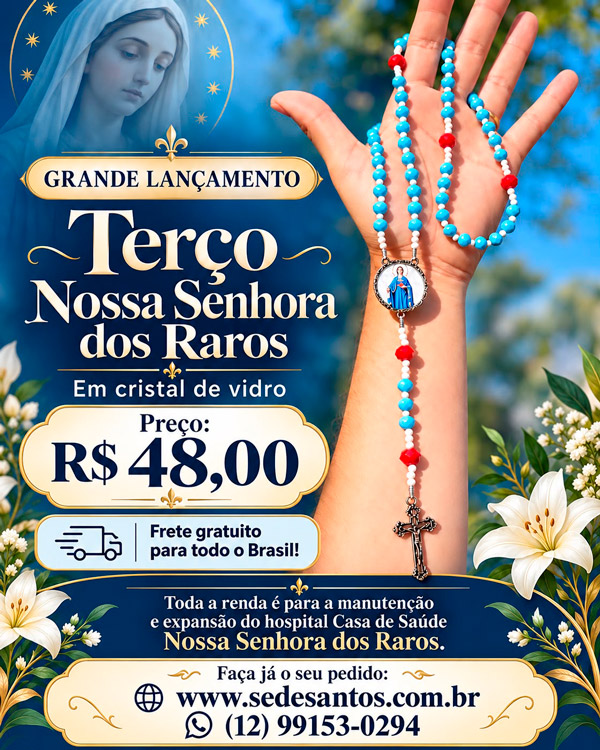 TERÇO NOSSA SENHORA DOS RAROS – CRISTAL DE VIDRO